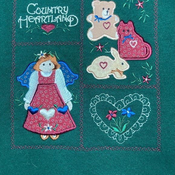 Vintage Country Heartland Grandmacore Sweatshirt Size XL Green - Picture 4 of 4